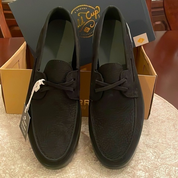 Brand New Sperry Men's Gold Cup Waterproof Nubuck PLUSHWAVE Cup Boat Shoe Black - Picture 2 of 14